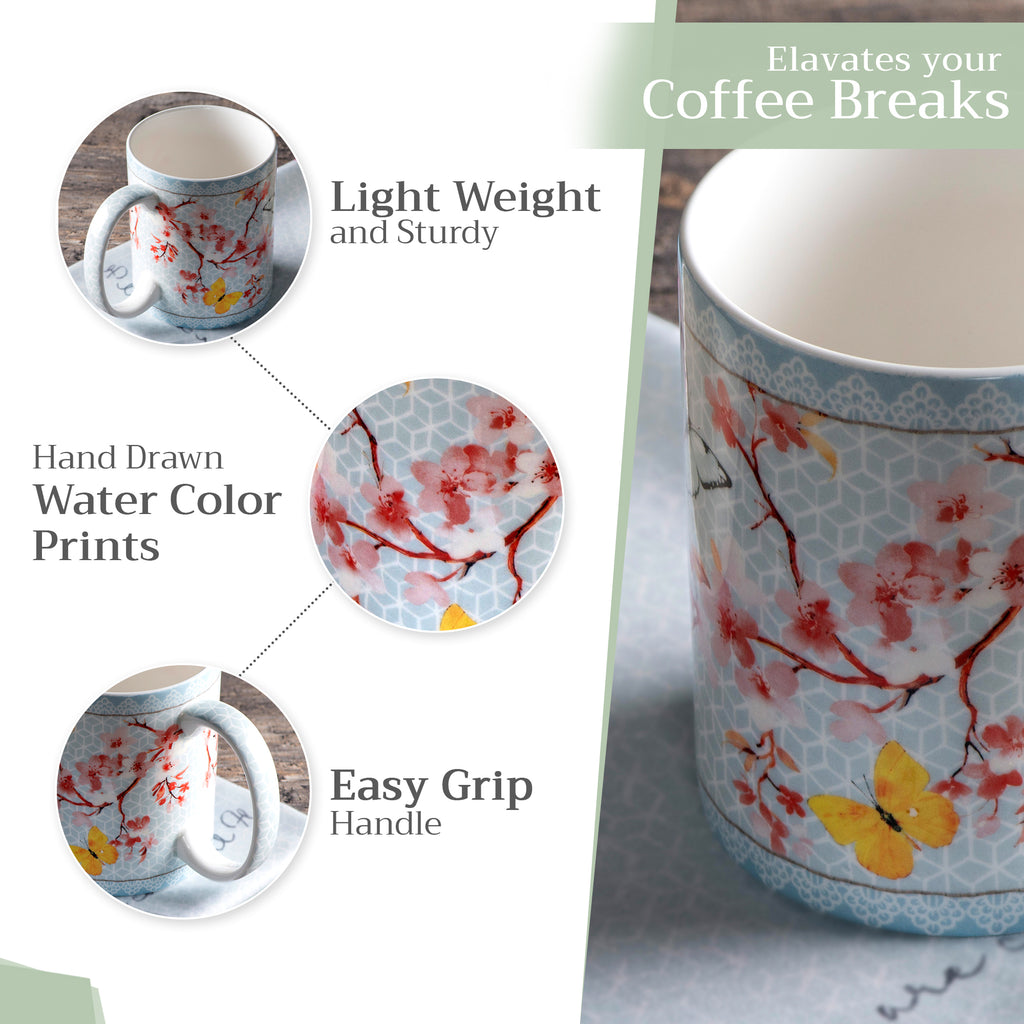 Blossoms in Spring Fine Bone China Coffee Mugs