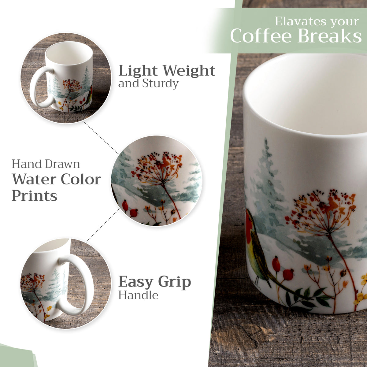 Morzine Fine Bone China Coffee Mugs
