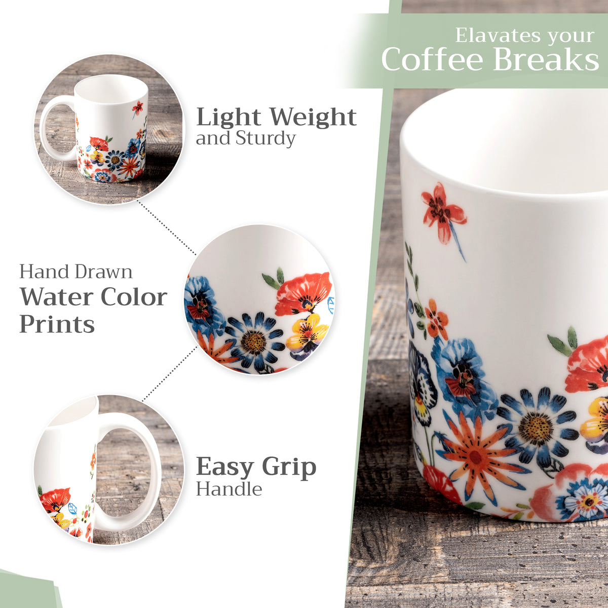 Happy Florals - High Summer Fine Bone China Coffee Mugs