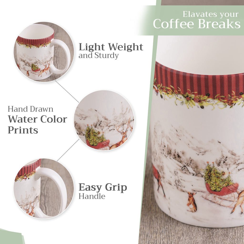 Christmas Tradition Fine Bone China Coffee Mugs