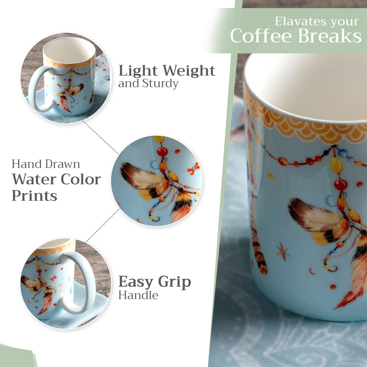Ibiza - Blue Fine Bone China Coffee Mugs