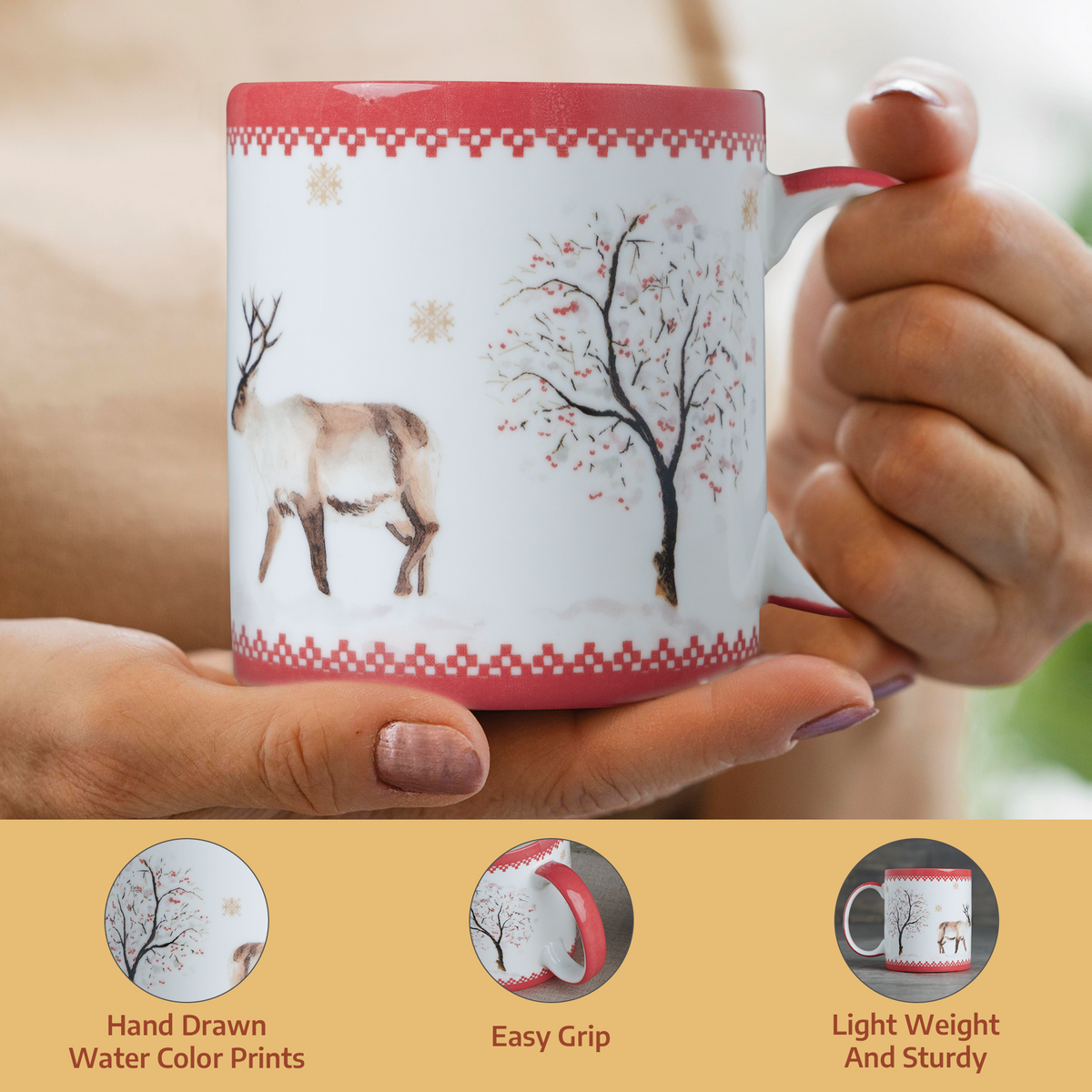 Rural Christmas Fine Bone China Coffee Mugs