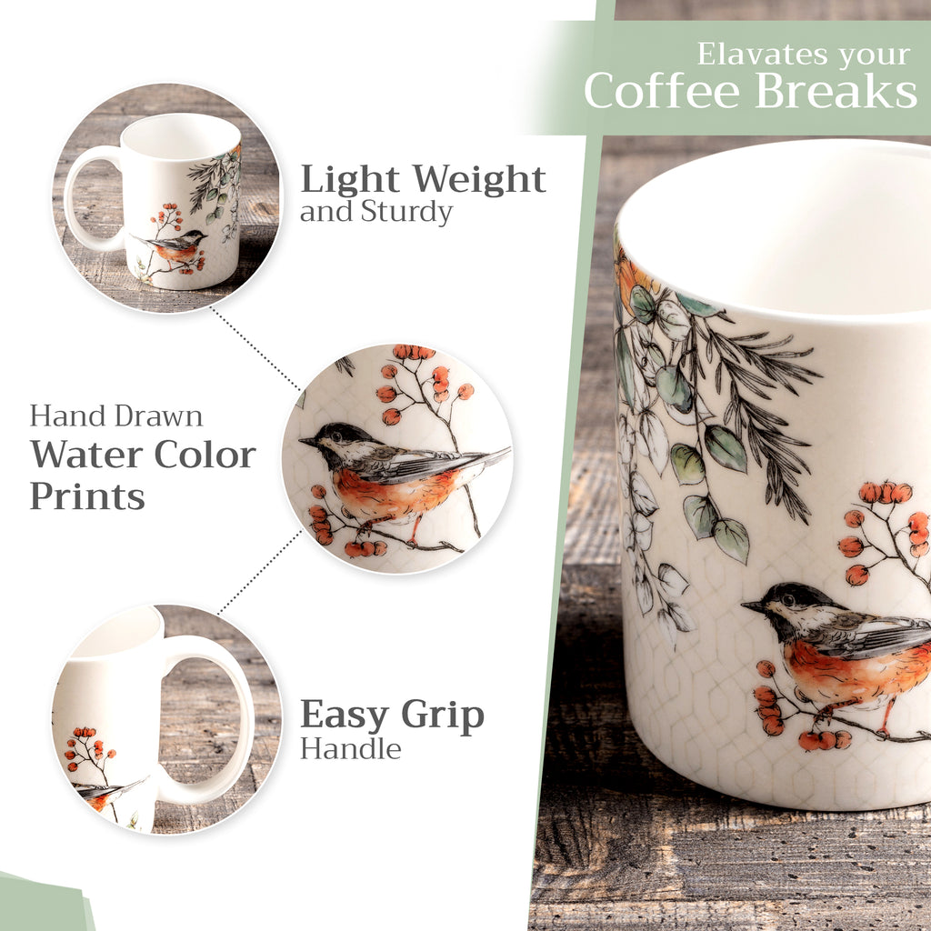 Whitish Shabby Chique Fine Bone China Coffee Mugs