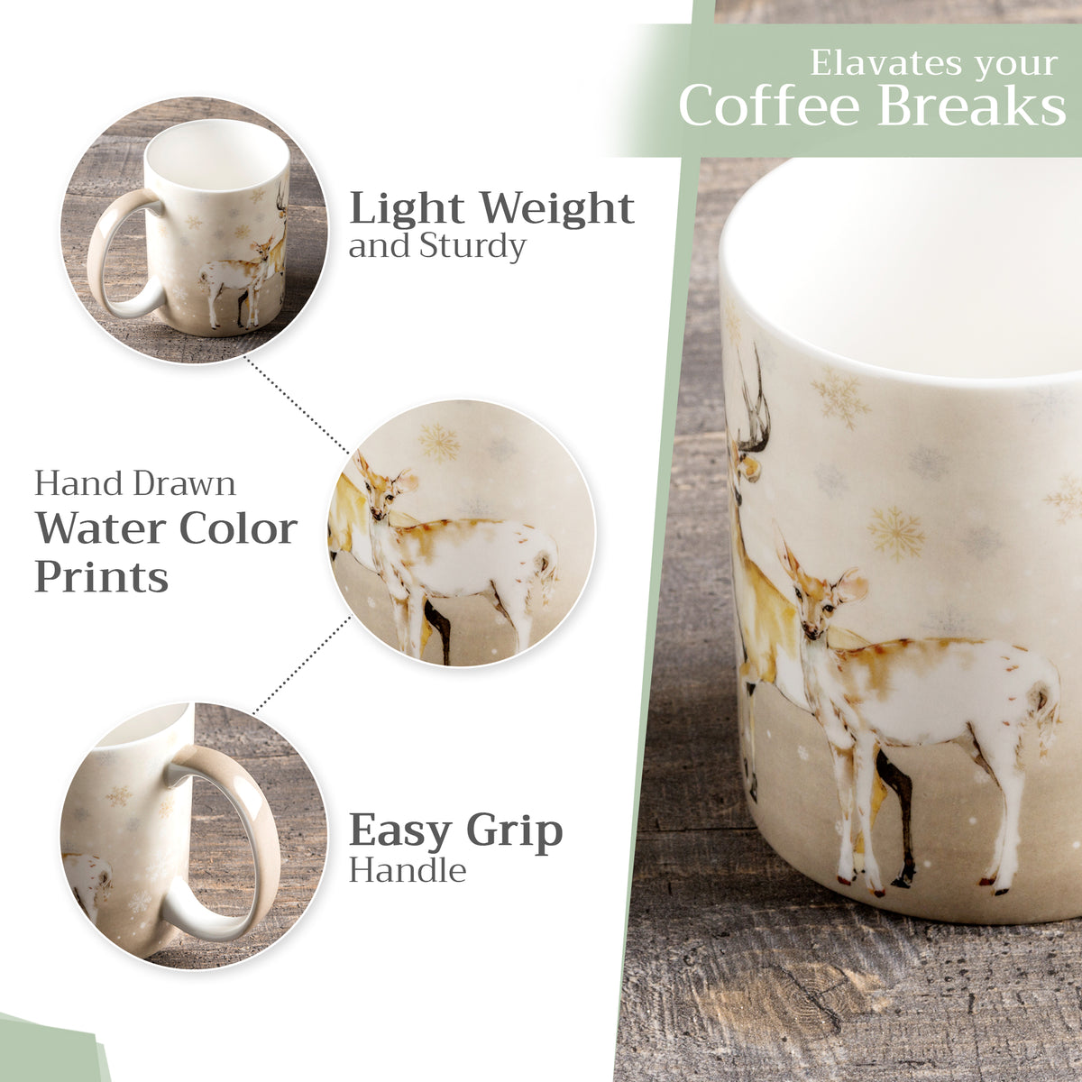 Deer In The Woods Fine Bone China Coffee Mugs