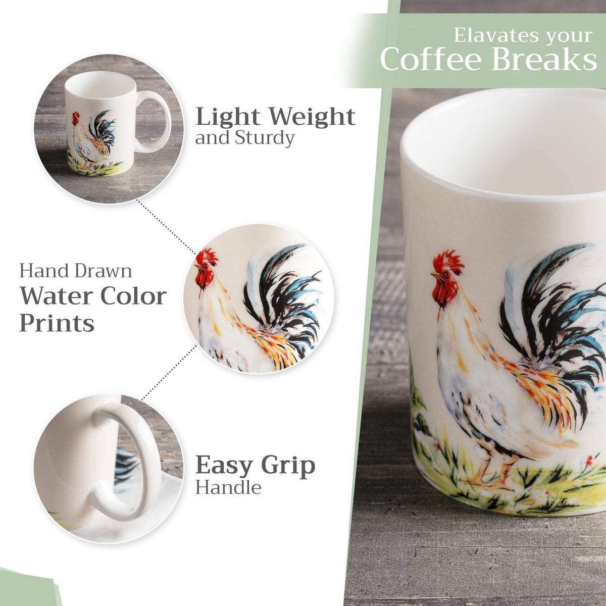 Campagne Fine Bone China Coffee Mugs