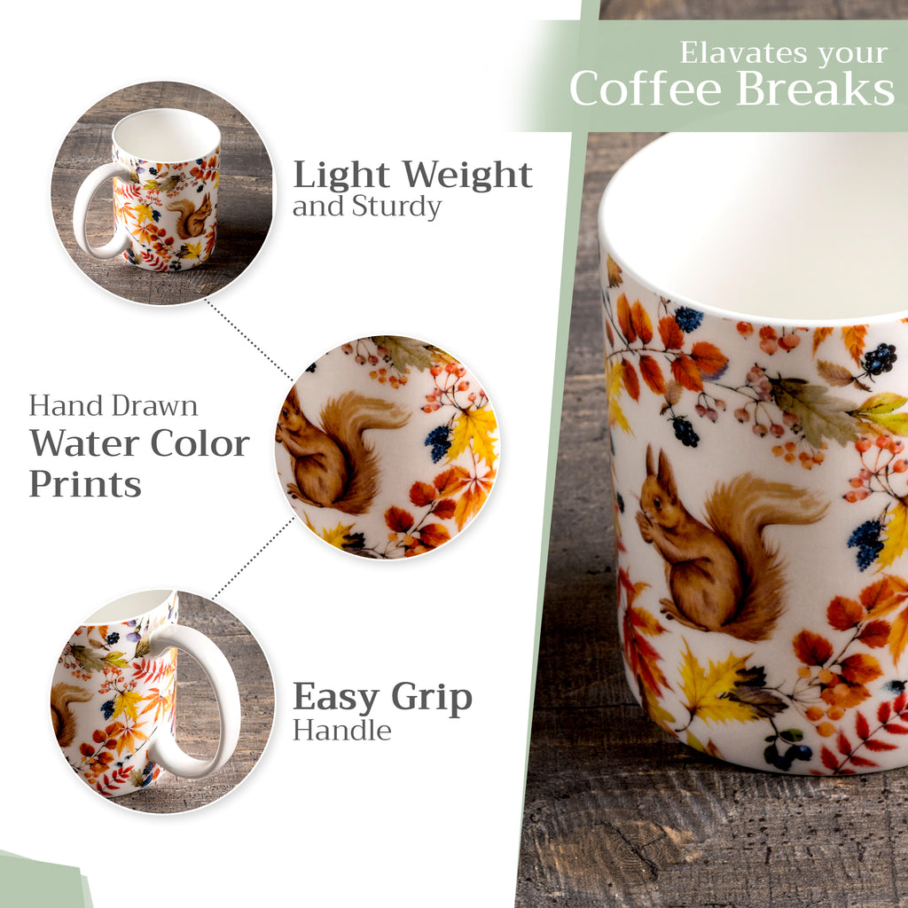 Sous-Bois Fine Bone China Coffee Mugs