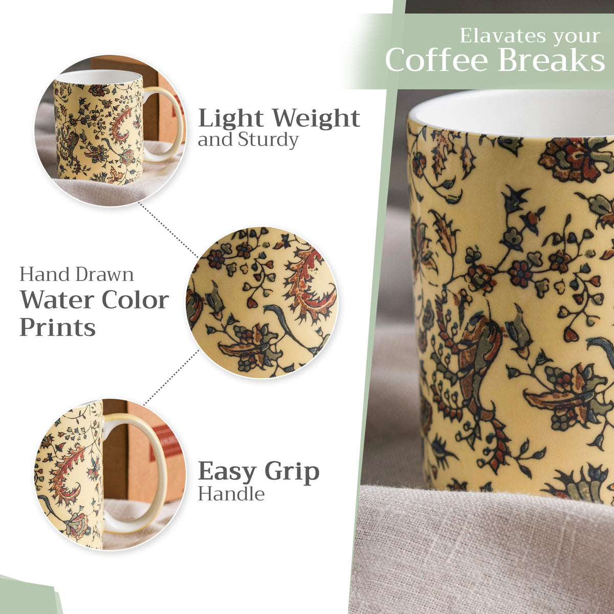 Lakshmi Fine Bone China Coffee Mugs