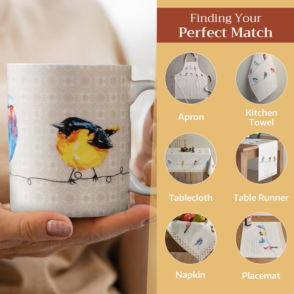 Birdies on Wire Fine Bone China Coffee Mugs