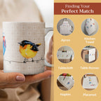 Birdies on Wire Fine Bone China Coffee Mugs