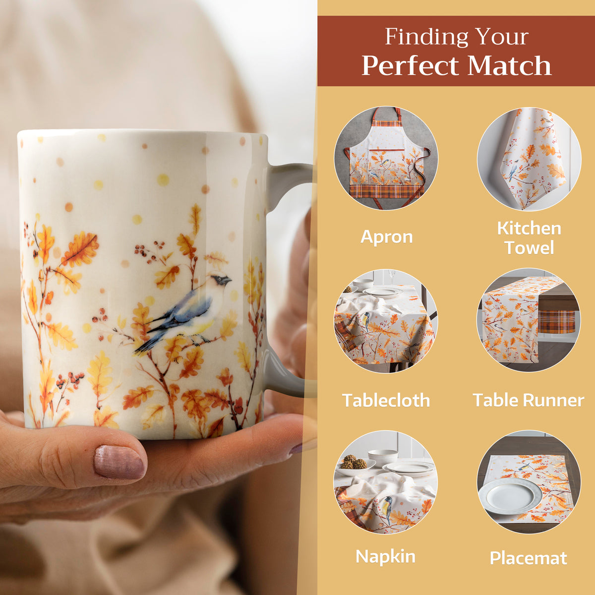 Oak Leaves Fine Bone China Coffee Mugs