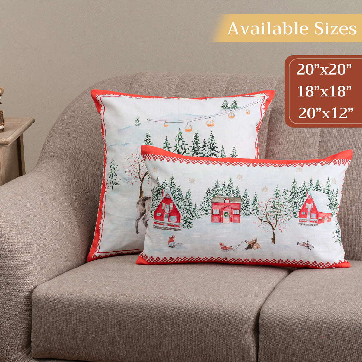 Rural Christmas Throw Pillow Covers