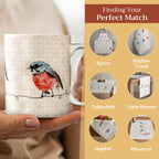 Birdies on Wire Fine Bone China Coffee Mugs