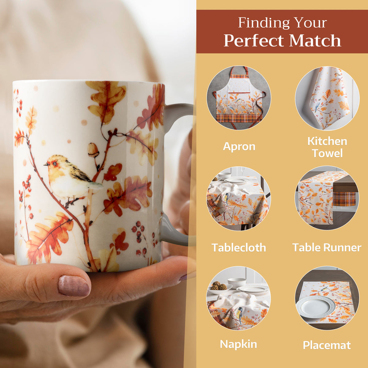 Oak Leaves Fine Bone China Coffee Mugs