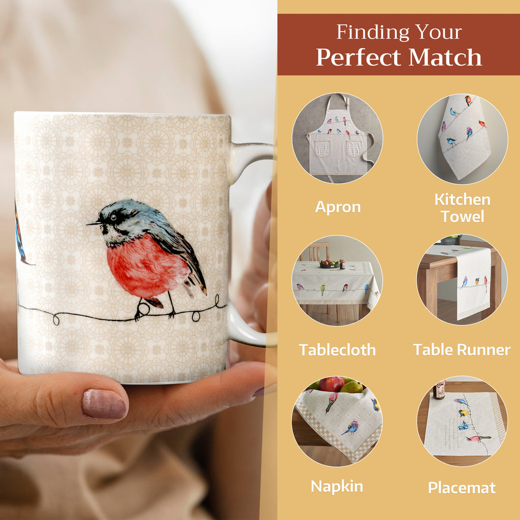 Birdies on Wire Fine Bone China Coffee Mugs