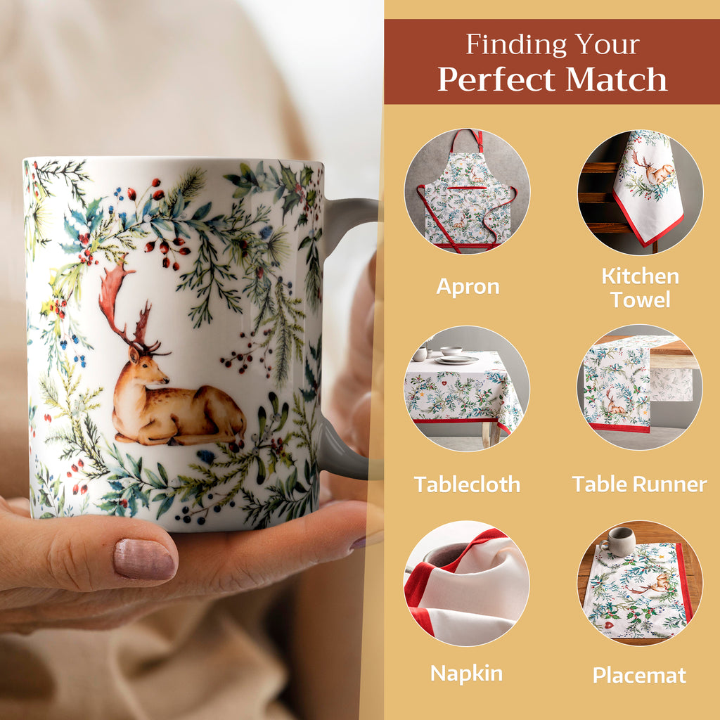 Holly Time Fine Bone China Coffee Mugs