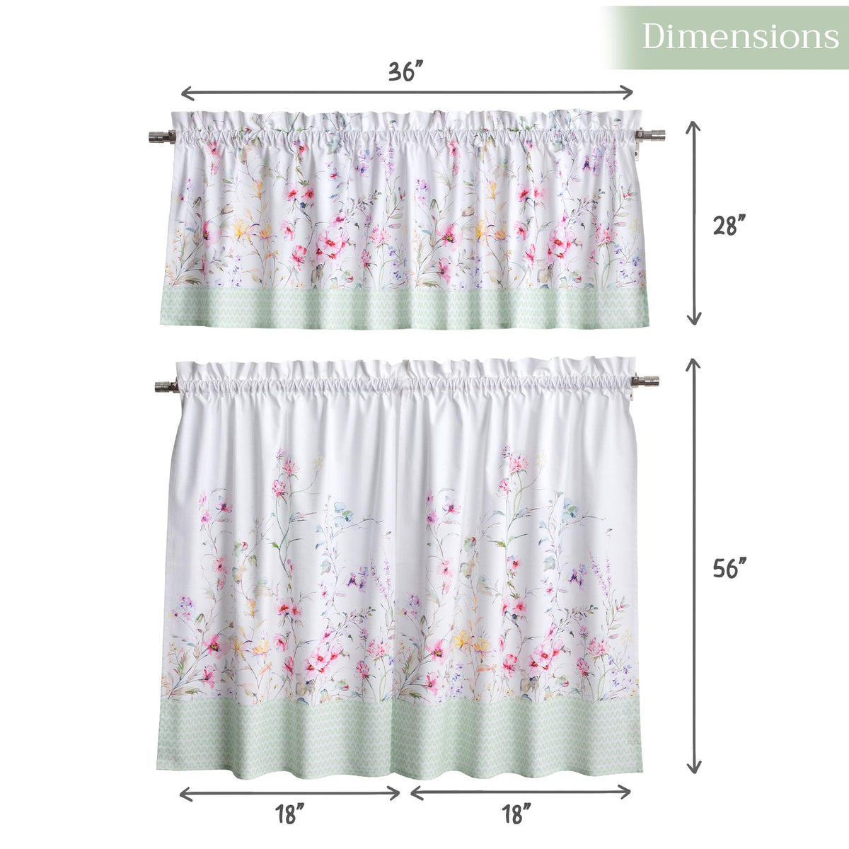 Summer Floral Kitchen Curtains