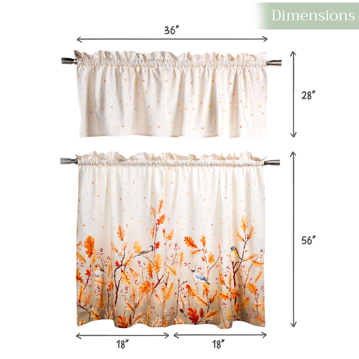 Oak Leaves Kitchen Curtains
