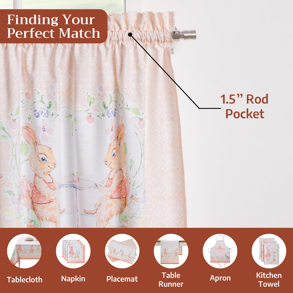 Bunny Party Kitchen Curtains
