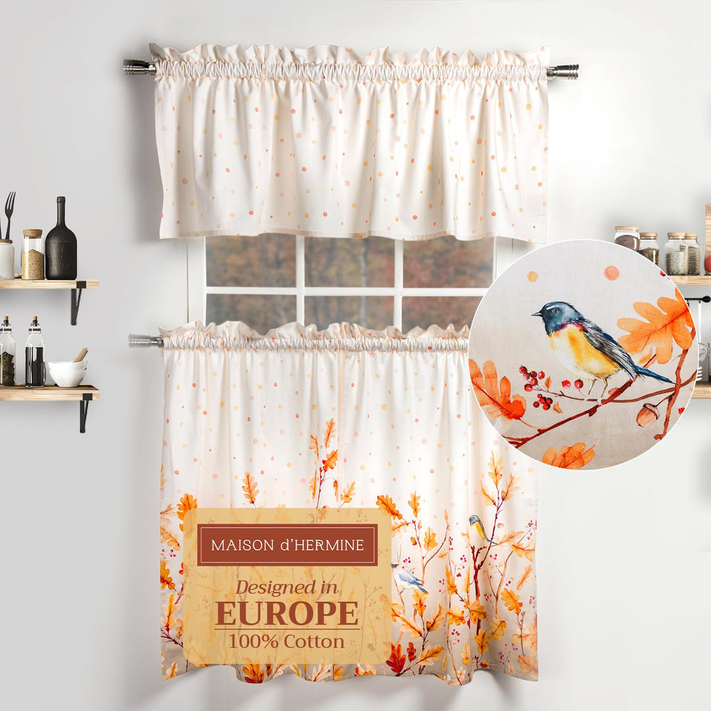Oak Leaves Kitchen Curtains