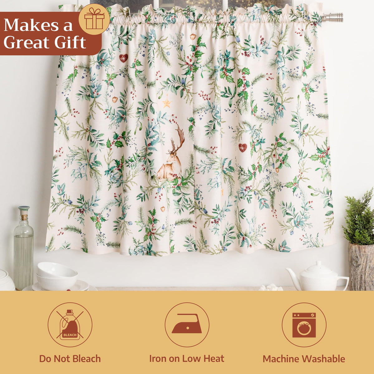 Holly Time Kitchen Curtains