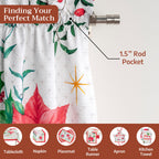 Poinsettia Christmas Kitchen Curtains