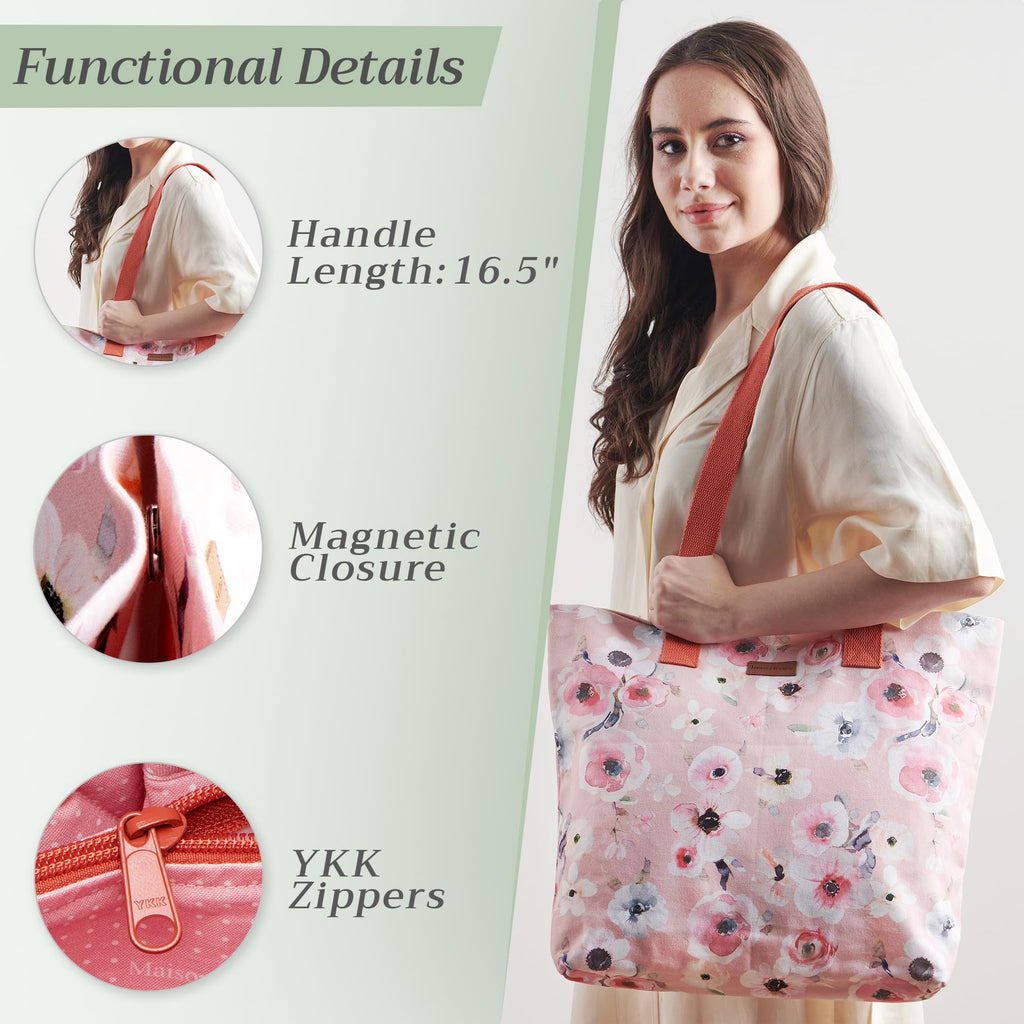 Romantic Poppy Canvas Tote Bags