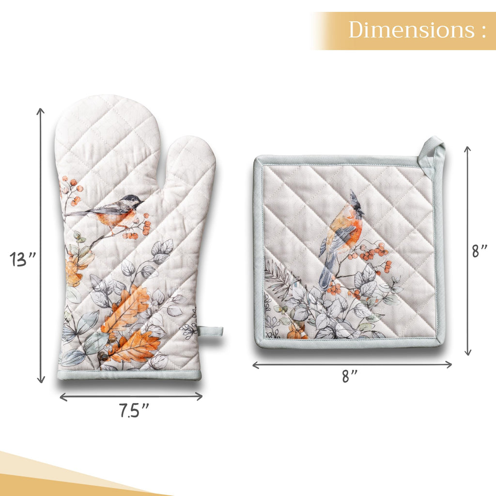 Whitish Shabby Chique Oven Mitts + Pot Holders