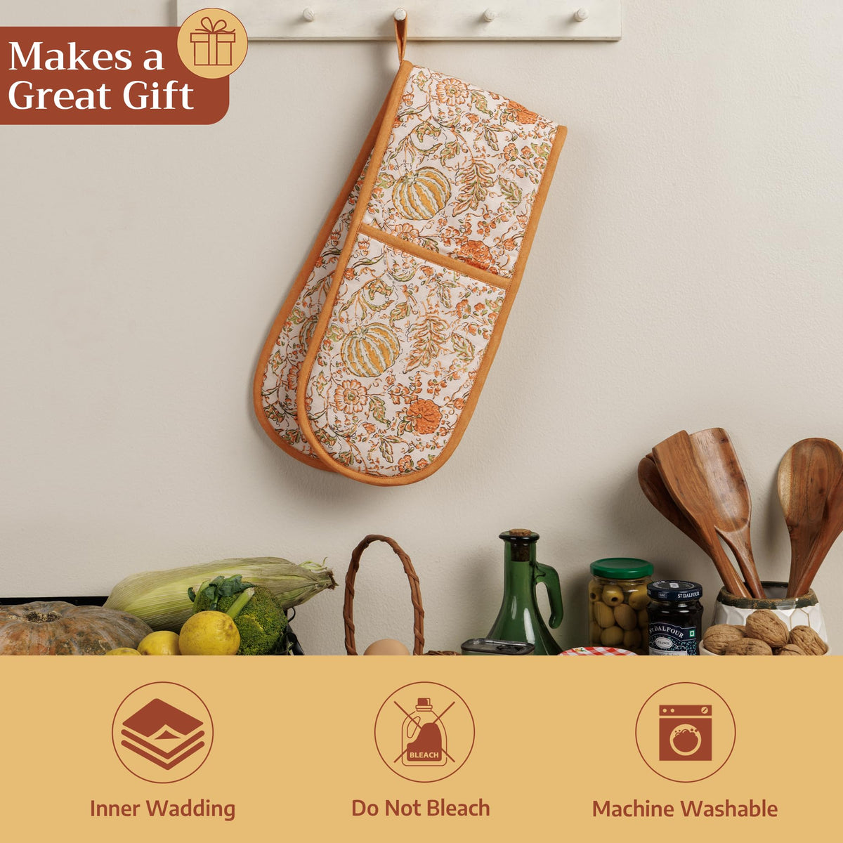 Pumpkin Spice Double Oven Mitts