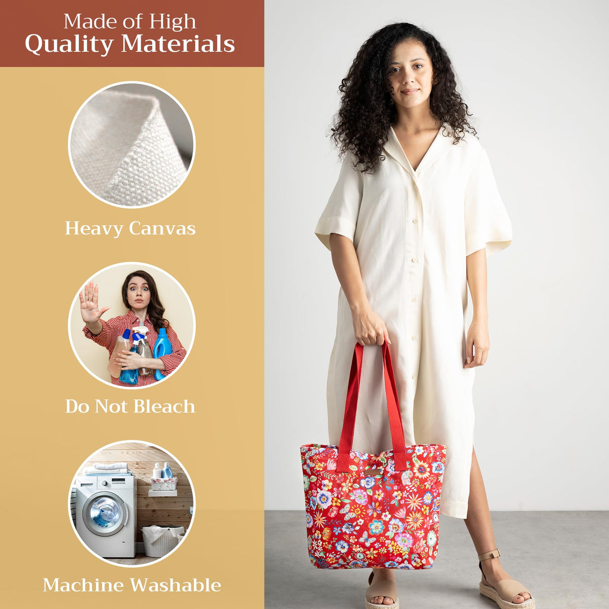 Happy Florals Canvas Tote Bags