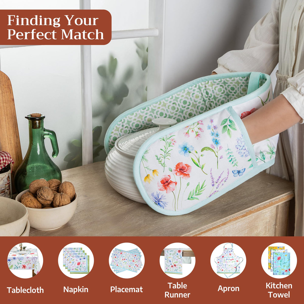 Just Floral Double Oven Mitts