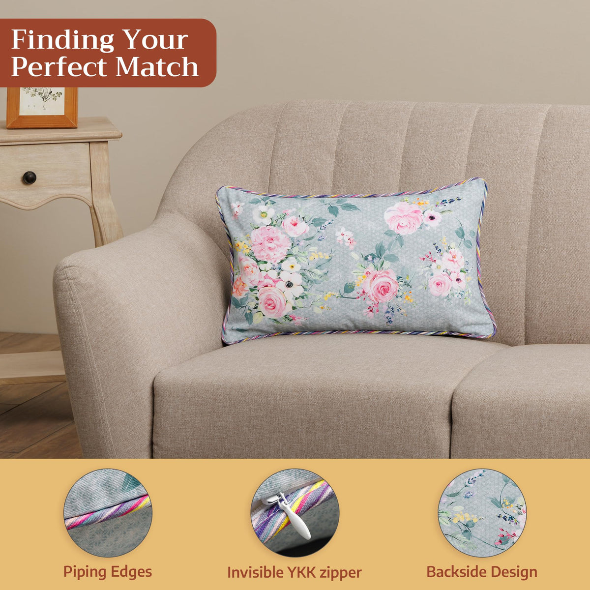 Sweet Rose Lavender Throw Pillow Covers