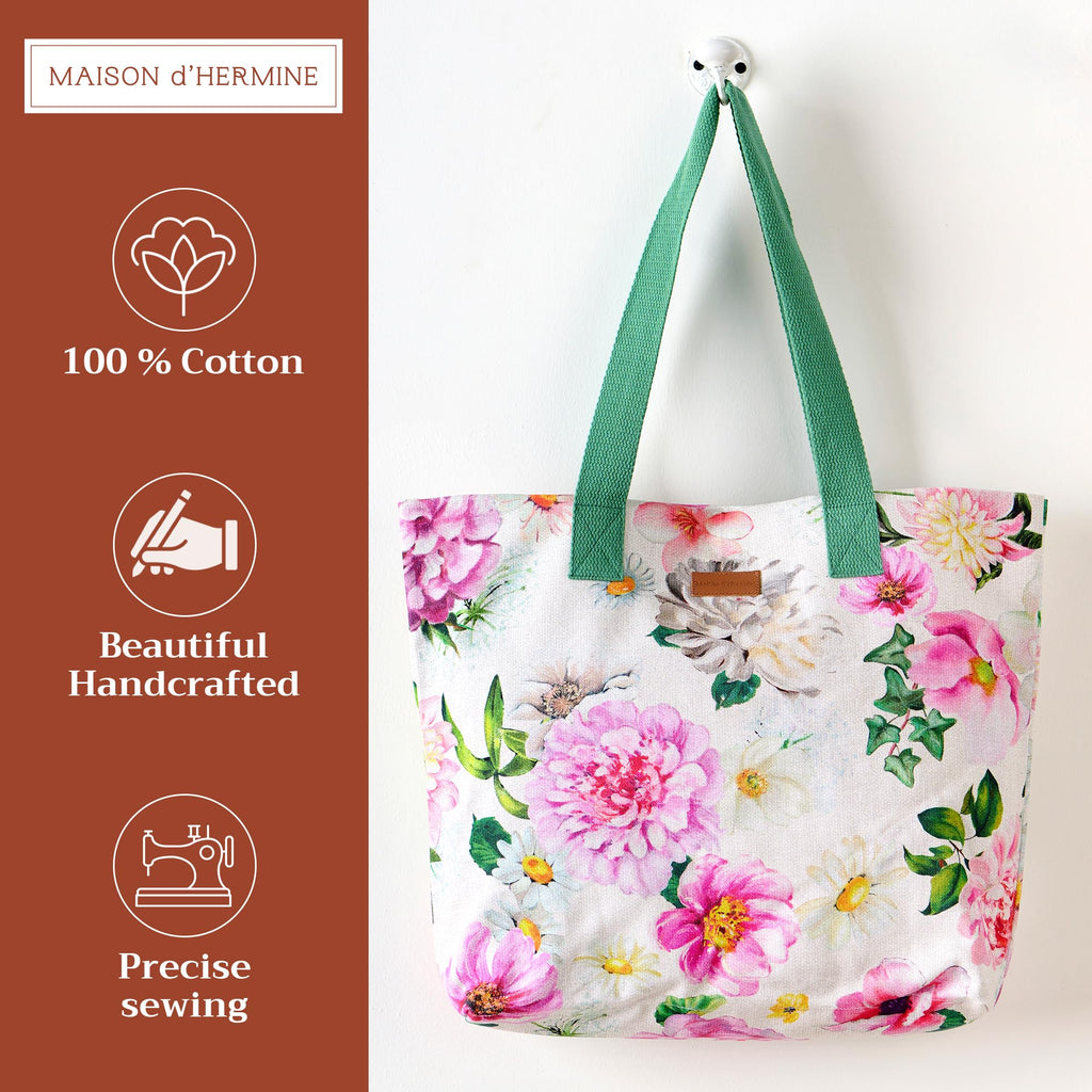 Pivoine Canvas Tote Bags