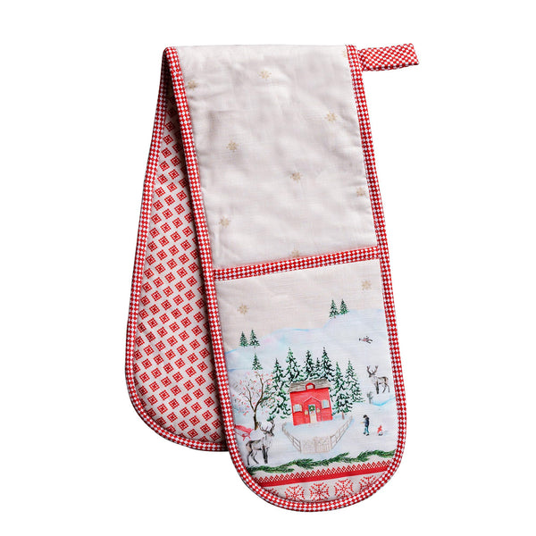 Rural Christmas Double Oven Mitts