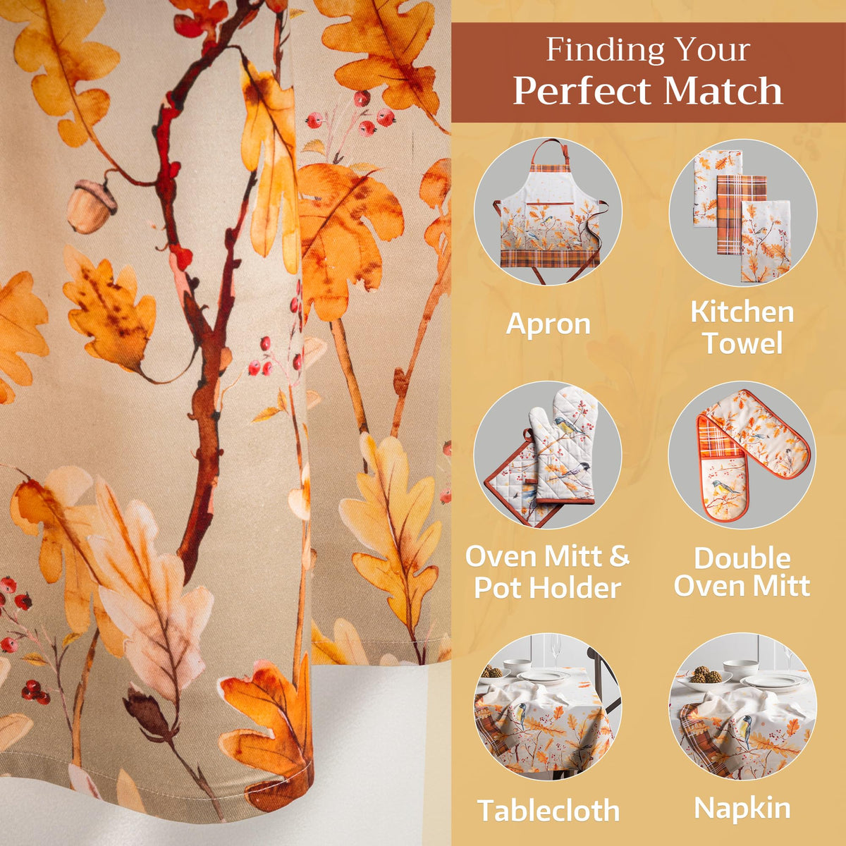 Oak Leaves Kitchen Curtains