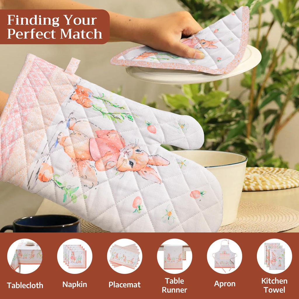 Bunny Party Oven Mitts + Pot Holders