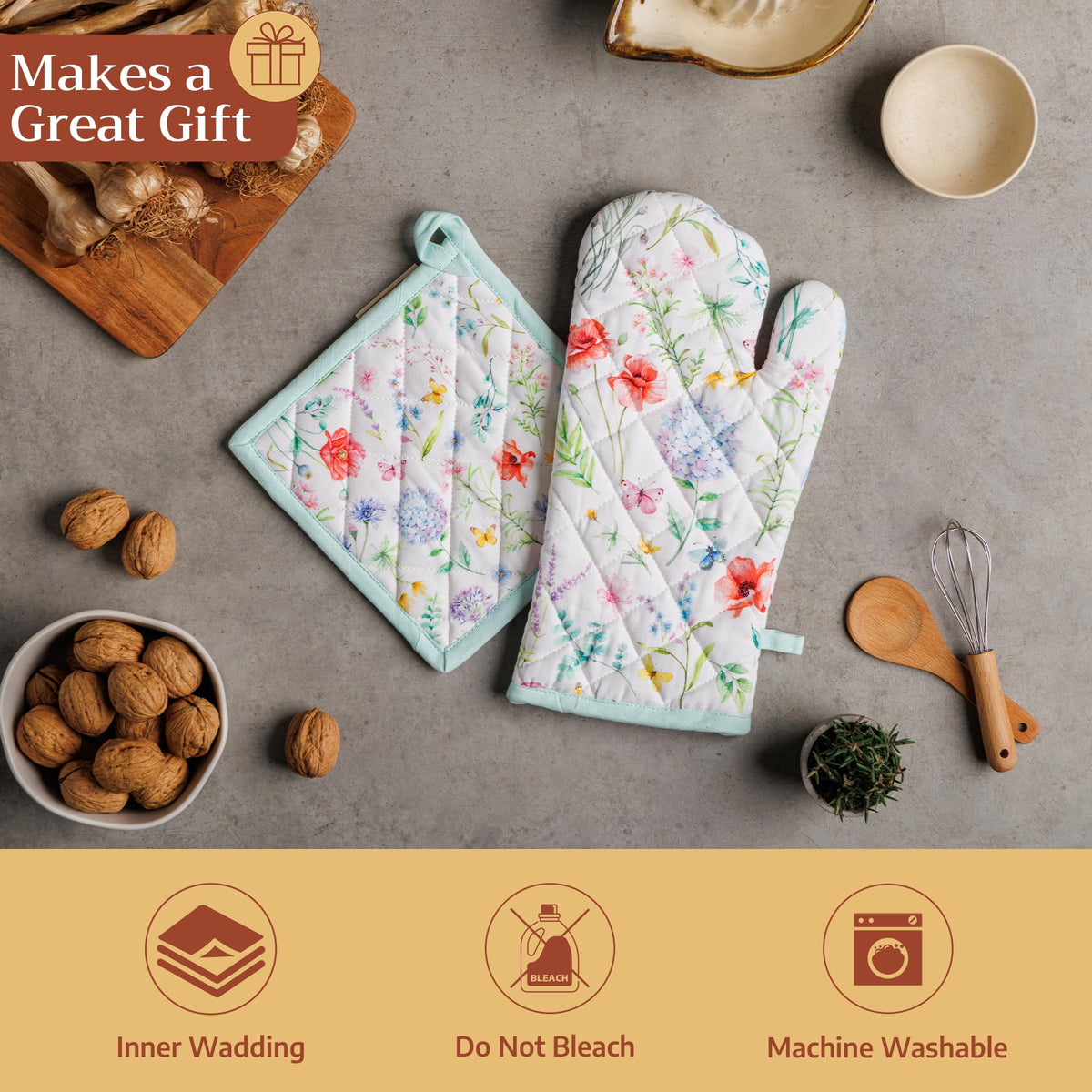 Just Floral Oven Mitts