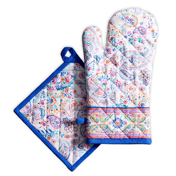 Indian Floral Oven Mitts + Pot Holders