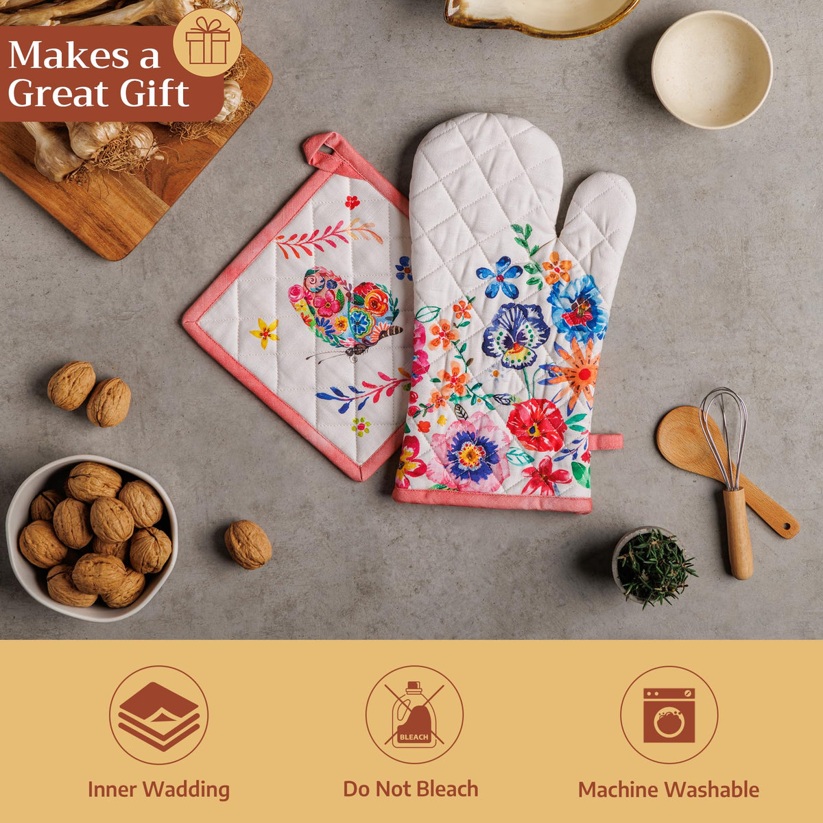 Happy Florals Oven Mitts