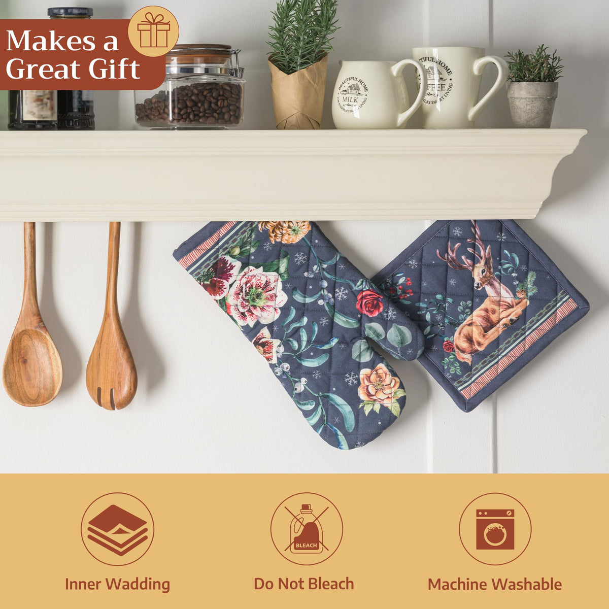Christmas Joy Oven Mitts + Pot Holders
