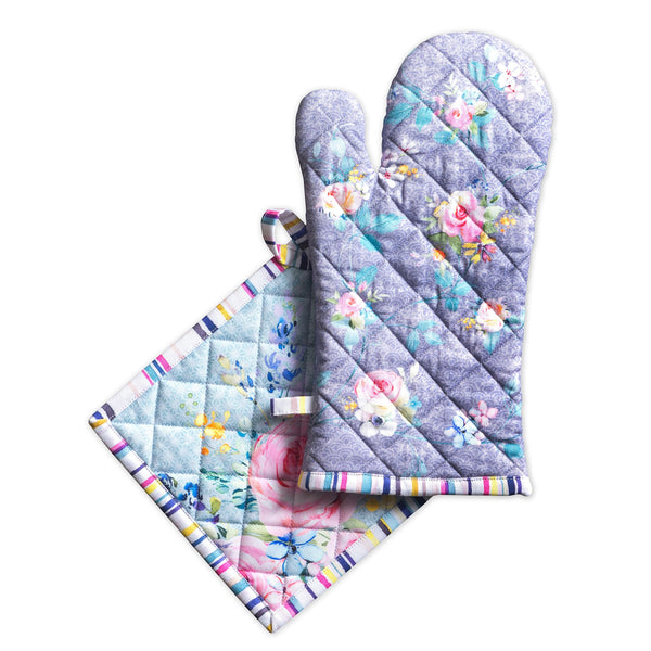 Sweet Rose Lavender Oven Mitts + Pot Holders