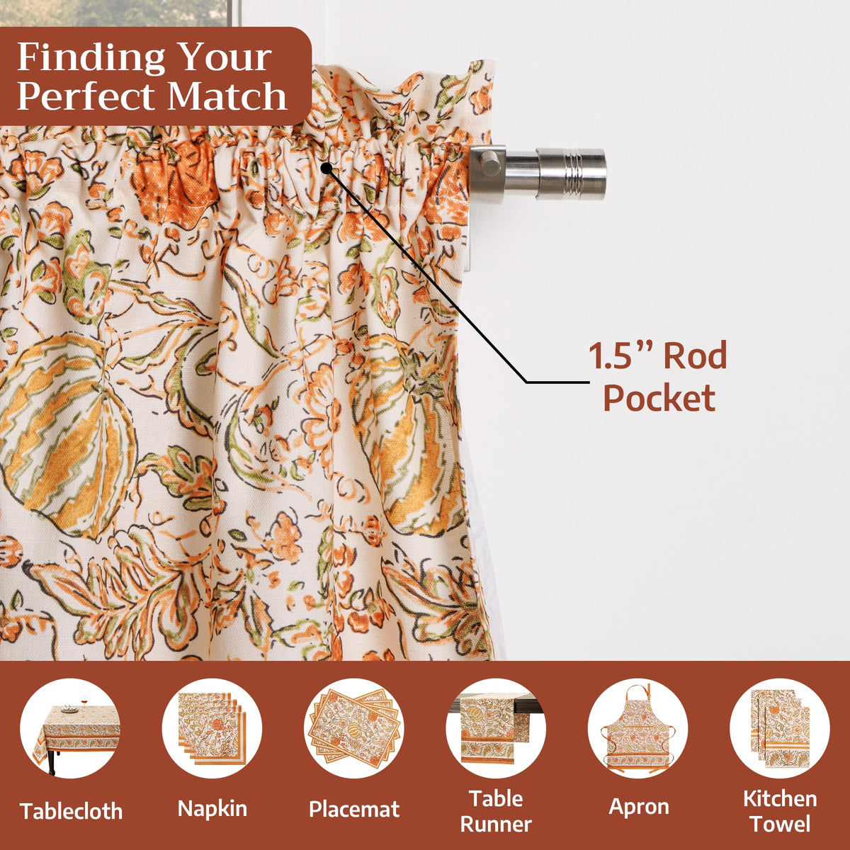 Pumpkin Spice Kitchen Curtains