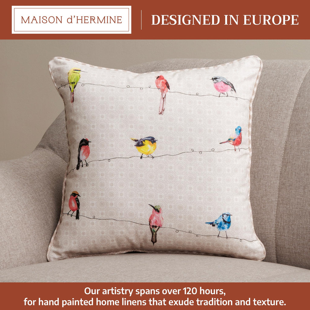 Birdies On Wire Throw Pillow Covers