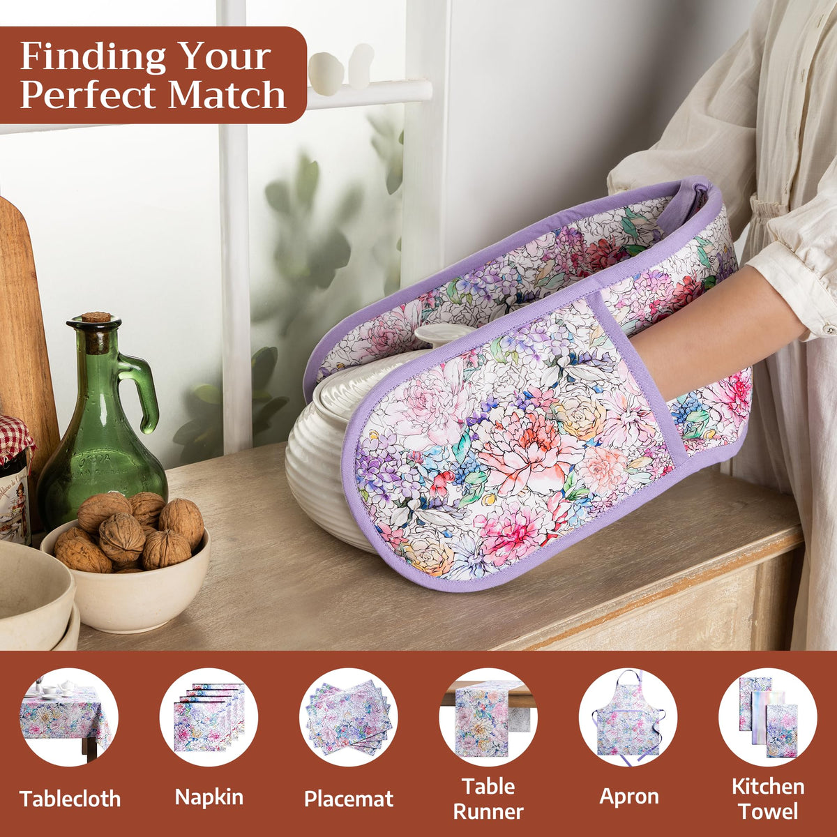 Floral Love Double Oven Mitts