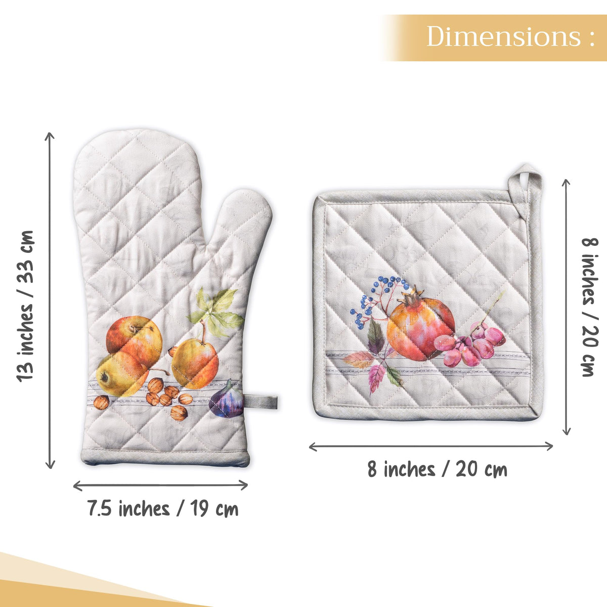 Fruit D'Hiver Oven Mitts + Pot Holders