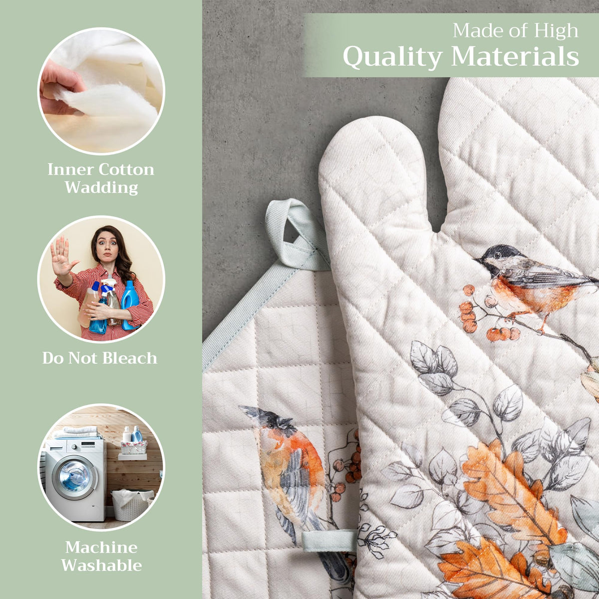 Whitish Shabby Chique Oven Mitts + Pot Holders