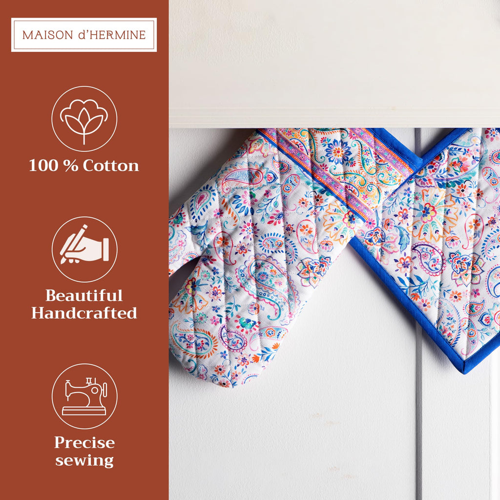 Indian Floral Oven Mitts + Pot Holders