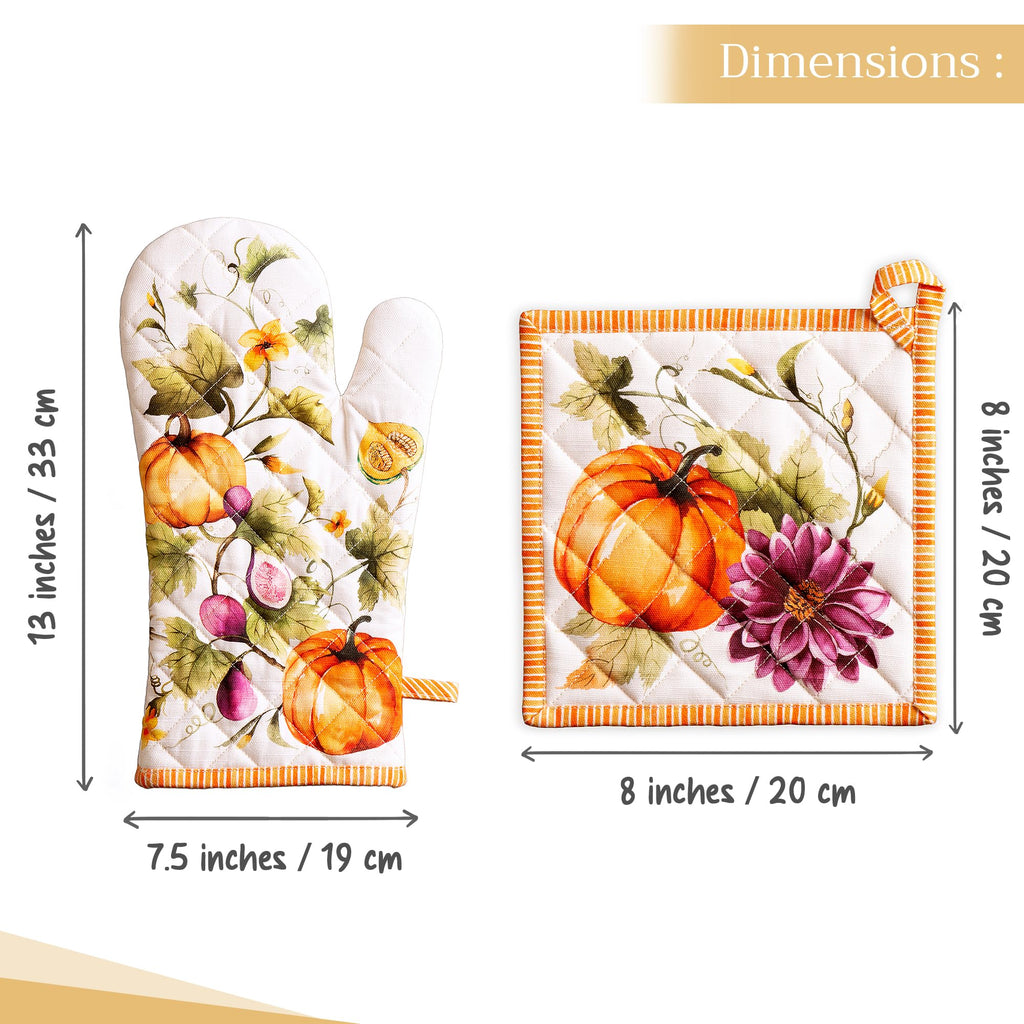 Pumpkin Garden Oven Mitts + Pot Holders