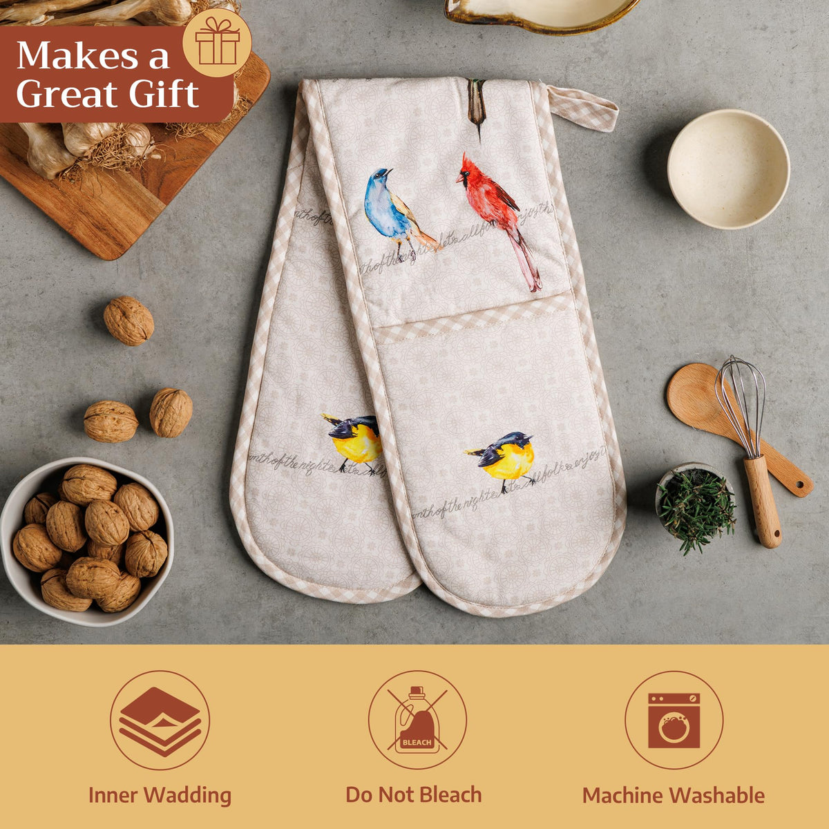 Birdies on Wire Double Oven Mitts