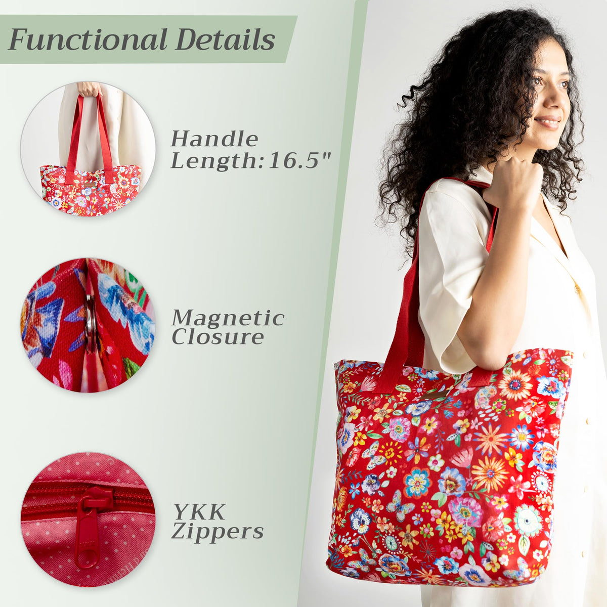 Happy Florals Canvas Tote Bags
