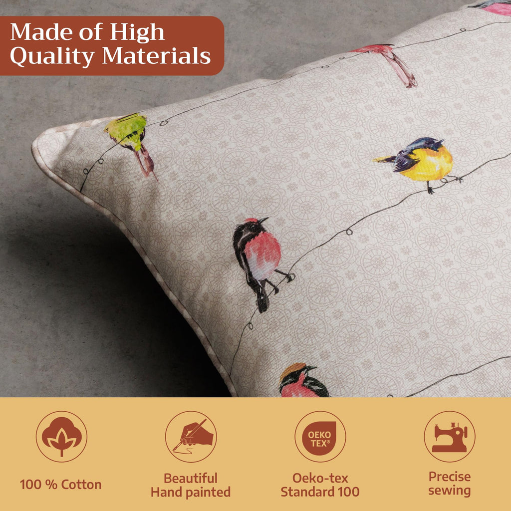 Birdies On Wire Throw Pillow Covers